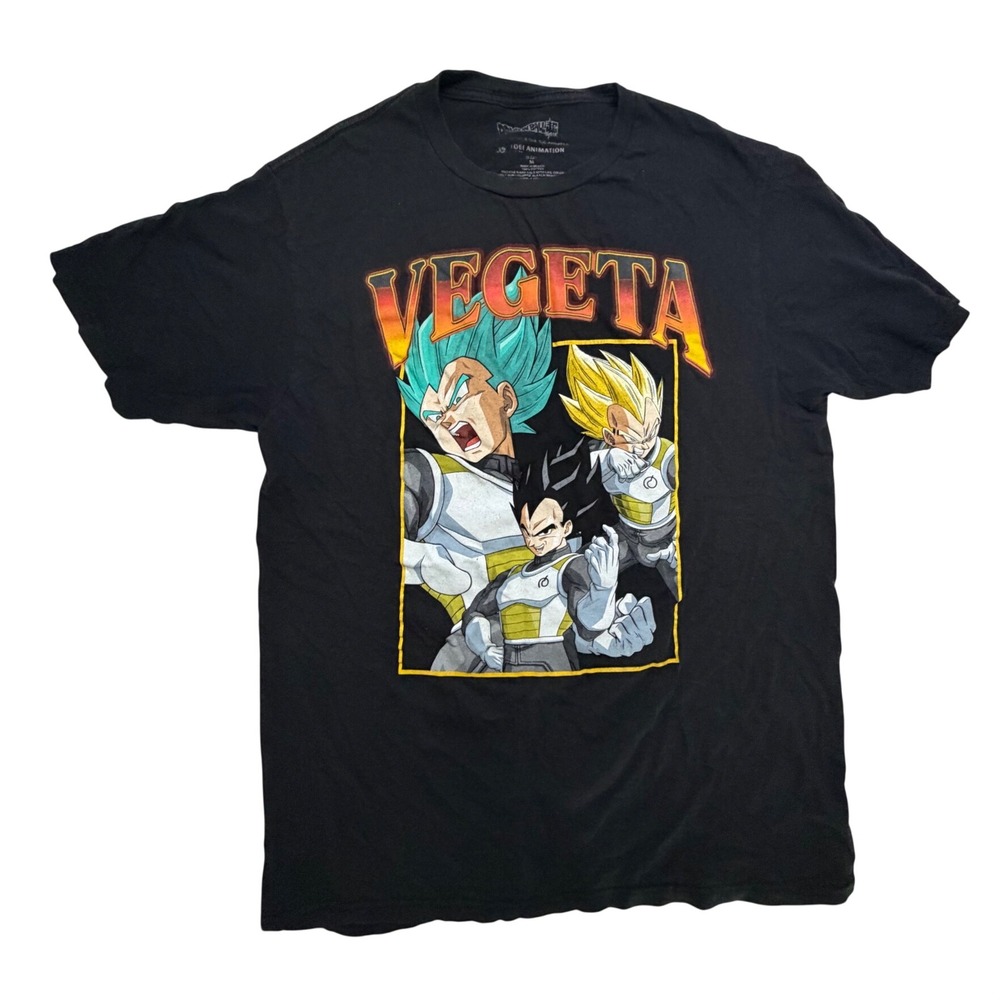 Dragon Ball Super Vegeta Graphic T-Shirt Mens Medium Black Toei Animation Tee